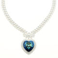 Picture of Crystal Heart Shape Necklace. Capri Blue (243) Color