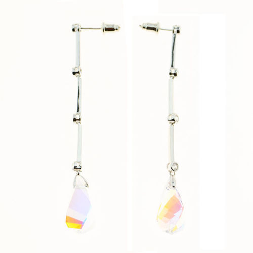 Picture of crystal  cube drop dangle pierced earrings