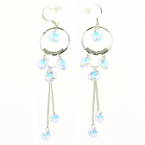 Picture of Crystal Aurora Borealis Cube Drop Bella Earrings. Crystal Aurore Boreale (001 Ab) Color