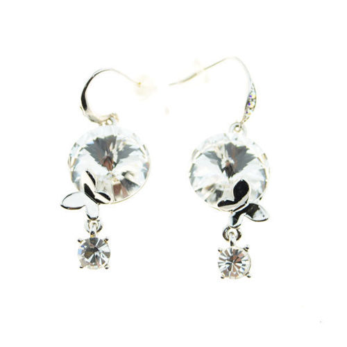 Picture of Crystal Butterfly Pierced Dangle Earrings. Crystal  Color