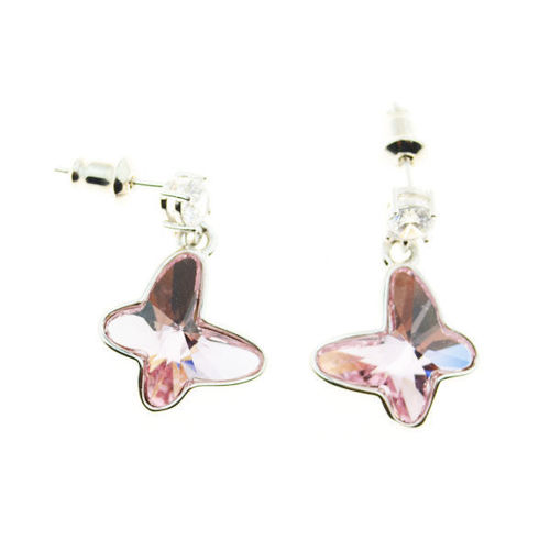 Picture of Crystal Butterfly Pierced Earrings. Amethyst (204) Color