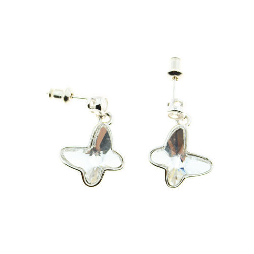 Picture of Crystal Butterfly Pierced Earrings. Crystal  Color