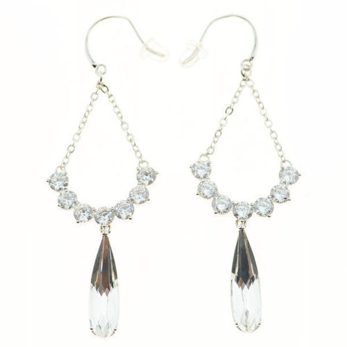 Picture of Crystal Chaining Dangle Pierced Earrings. Crystal  Color