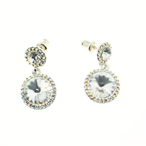 Picture of Crystal Circle Dangle Pierced Earrings. Crystal  Color