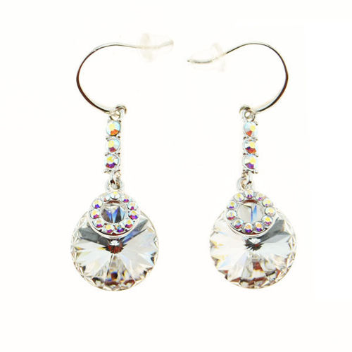 Picture of Crystal Circle Dangle Pierced Earrings. Crystal  Color