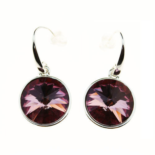 Picture of Crystal Circle Drop Dangle Hook Earrings. Amethyst (204) Color