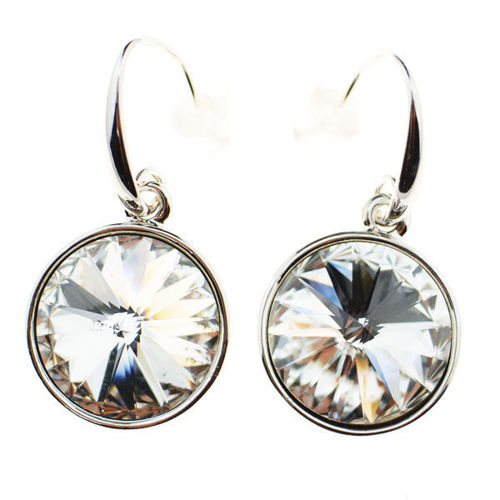 Picture of Crystal Circle Drop Dangle Hook Earrings. Crystal  Color