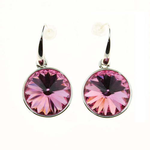 Picture of Crystal Circle Drop Dangle Hook Earrings. Crystal Aurore Boreale (209) Color