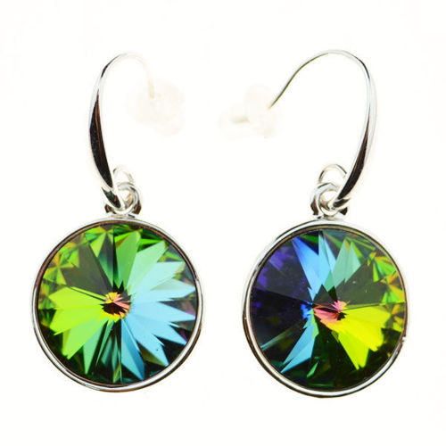 Picture of Crystal Circle Drop Dangle Hook Earrings. Crystal Vitrail Medium (001 Vm) Color