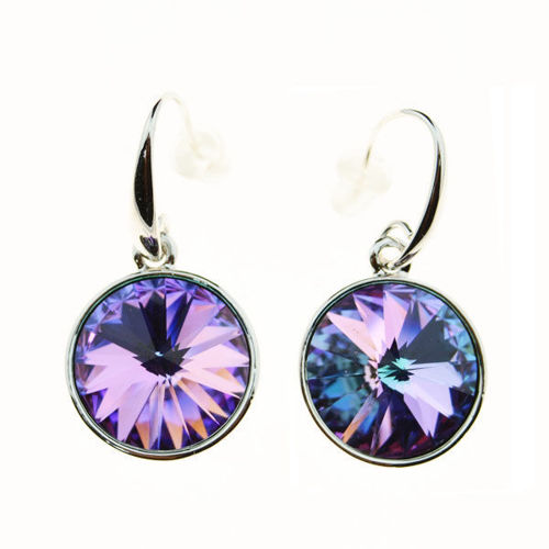 Picture of Crystal Circle Drop Dangle Hook Earrings. Crystal Volcano (001 Vol) Color