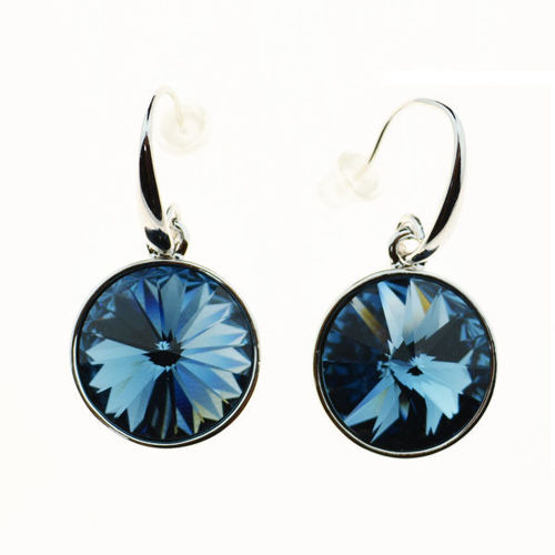 Picture of Crystal Circle Drop Dangle Hook Earrings. Montana (207) Color