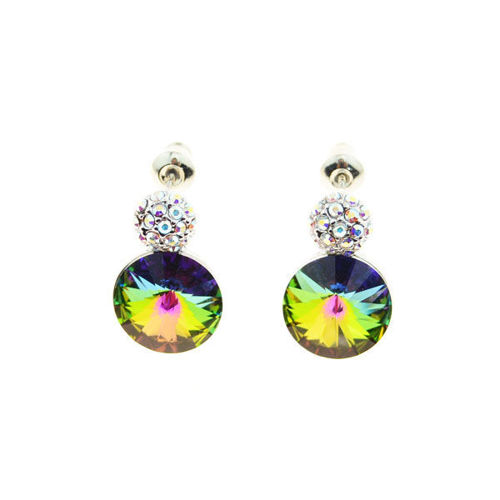 Picture of Crystal Circle Pierced Earrings. Amethyst (001 vol) Color