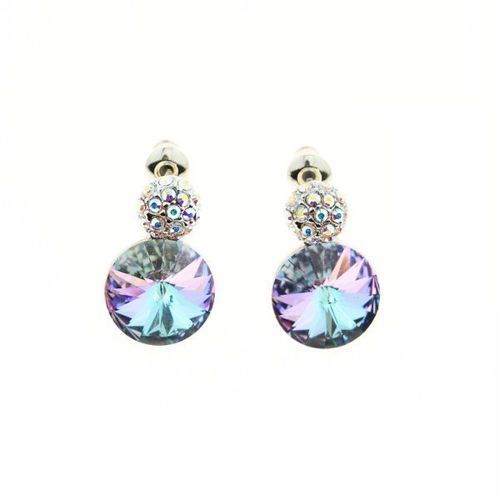 Picture of Crystal Circle Pierced Earrings. Crystal Aurore Boreale (001 antp) Color