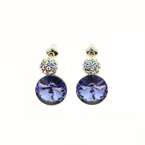 Picture of Crystal Circle Pierced Earrings. Sapphire (277) Color