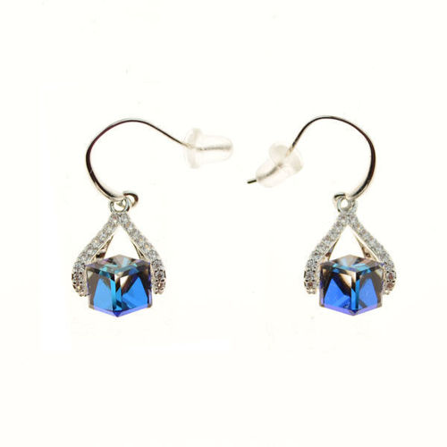 Picture of Crystal Earrings. Capri Blue (243) Color