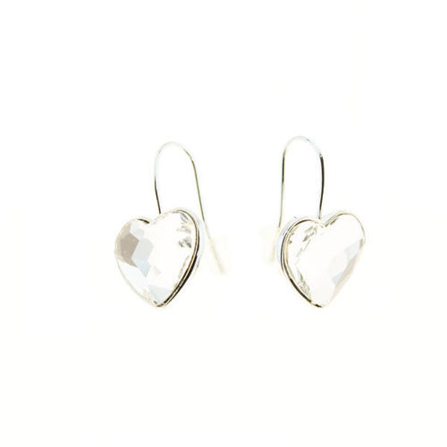 Picture of Crystal Heart Design Hook Earrings. Crystal  Color