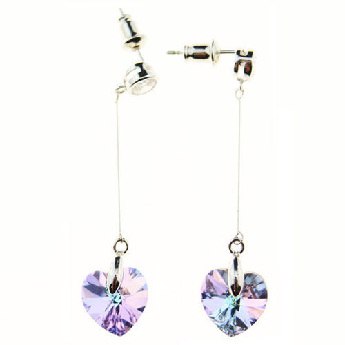 Picture of Crystal Heart Drop Dangle Earring Crysal From Swarovski. Crystal Vitrail Medium (001 Vol) Color