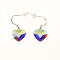 Picture of Crystal Heart On Butterfly Earrings Cryatal From Swarovski. Crystal Aurore Boreale (001 Ab) Color