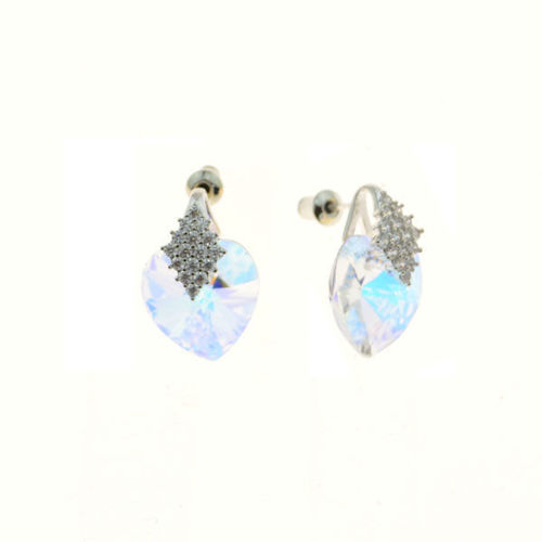 Picture of Crystal Heart Shape Earrings. Crystal Aurore Boreale (001 Ab) Color