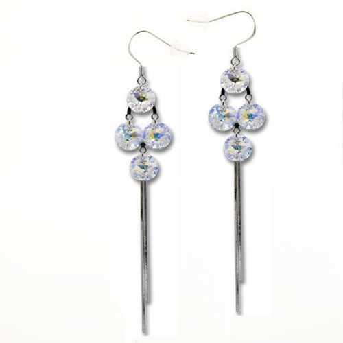 Picture of Crystal Hook Aurora Borealis Changing Earrings. Crystal Aurore Boreale (001 Ab) Color