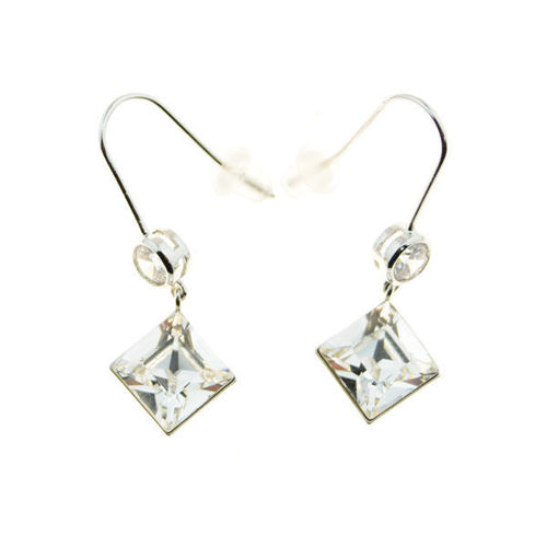 Picture of Crystal Hook Cibe Drop Earrings Crystal From Swrovski. Crystal Aurore Boreale (001 ) Color