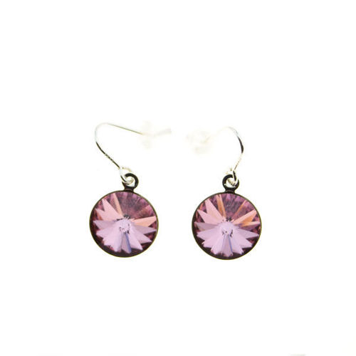 Picture of Crystal Hook Circle Earrings. Amethyst (204) Color