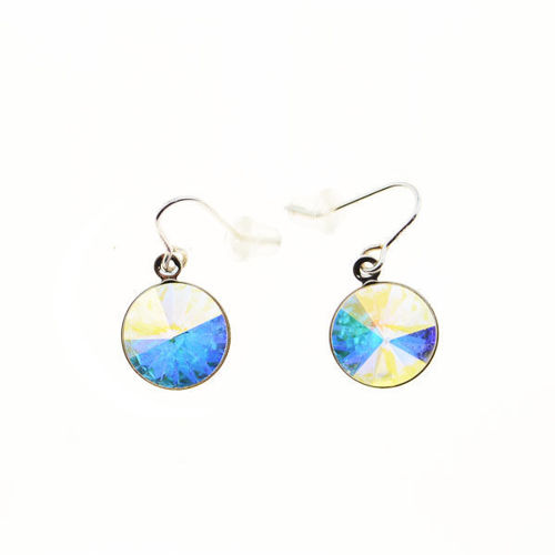 Picture of Crystal Hook Circle Earrings. Crystal Aurore Boreale (001 Ab) Color