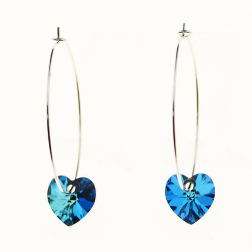 Picture of crystal hoop heart drop earrings