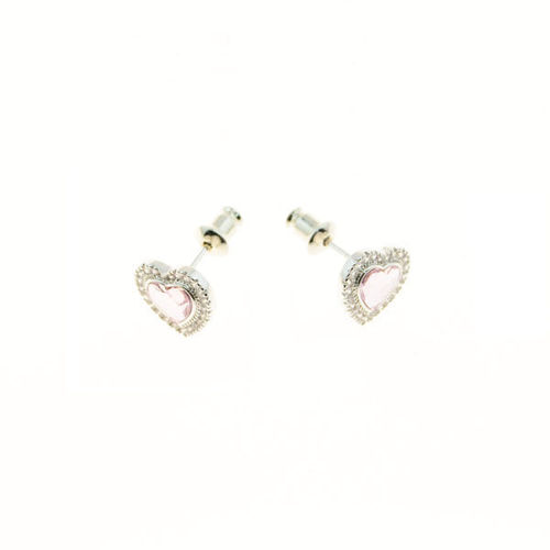 Picture of Crystal Key Shape Heart Design Earrings. Crystal Aurore Boreale (223) Color