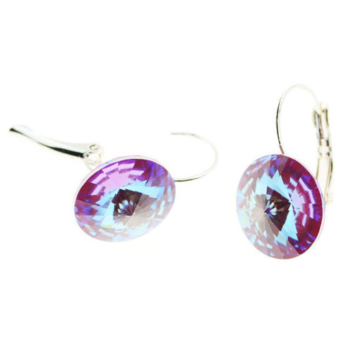 Picture of Crystal Leverback Drop Pierced Bella Earrings. Crystal Red Magma (001 Redm) Color