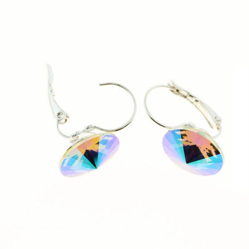 Picture of Crystal Leverback Drop Pierced Bella Earrings. Crystal Vitrail Medium (001 Vol) Color