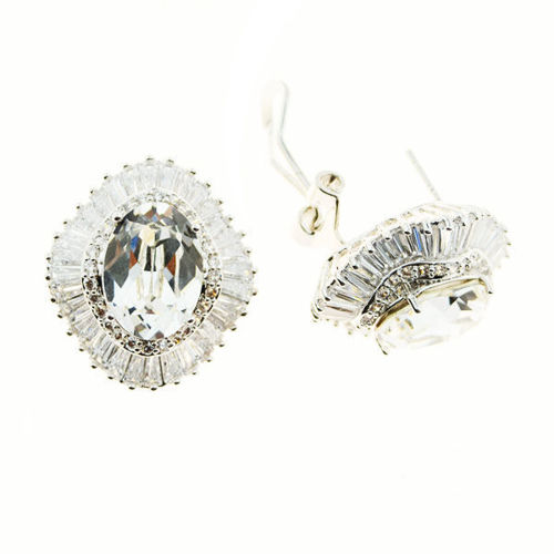 Picture of Crystal Leverback Drop Pierced Earrings. Crystal  Color