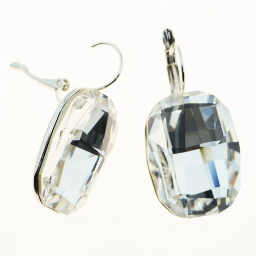 Picture of Crystal Leverback Drop Pierced Earrings. Crystal  Color