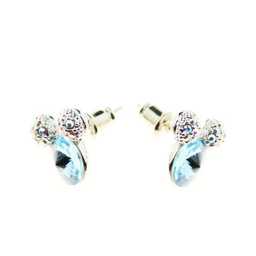 Picture of Crystal Mickey Mouse Sterling Silver Post Earrings. Sapphire (263) Color