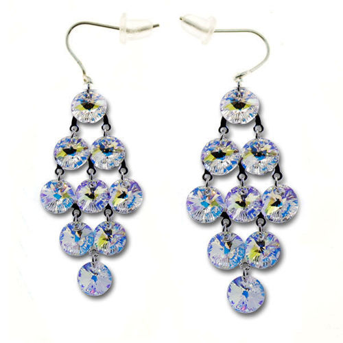 Picture of Crystal Neon Hyoallergenic Aurora Borealis Bella Earrings. Crystal Aurore Boreale (001 Ab) Color