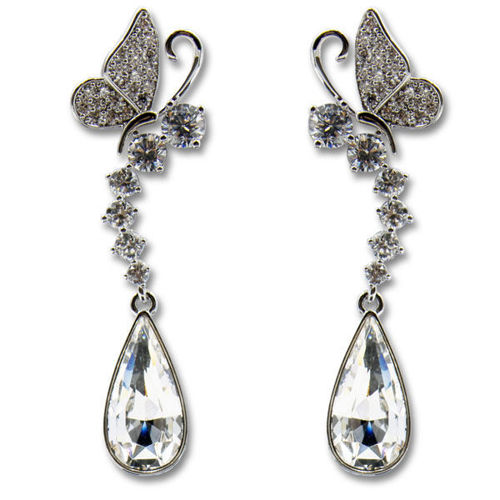 Picture of Crystal Oval Dangle Earrings. Crystal  Color