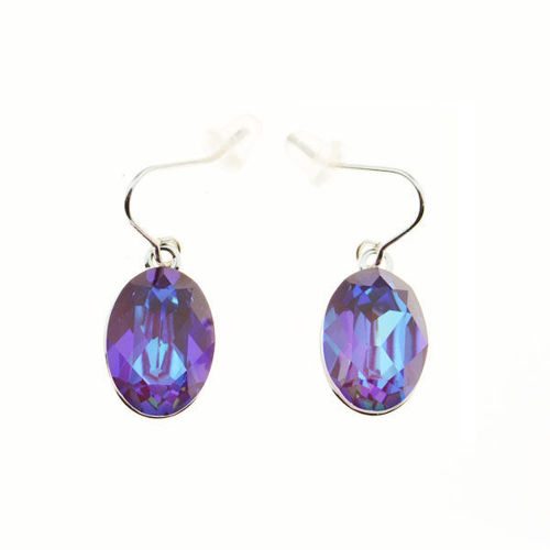 Picture of Crystal Oval Hook Earrings. Crystal Aurore Boreale (001 Ab) Color