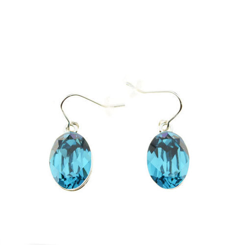 Picture of Crystal Oval Hook Earrings. Light Turquoise (379) Color