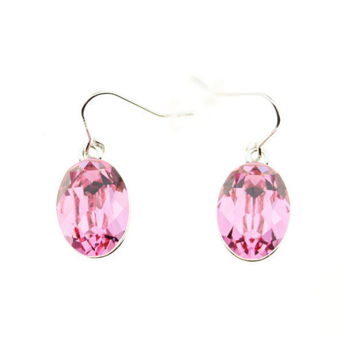 Picture of Crystal Oval Hook Earrings. Rose (289) Color