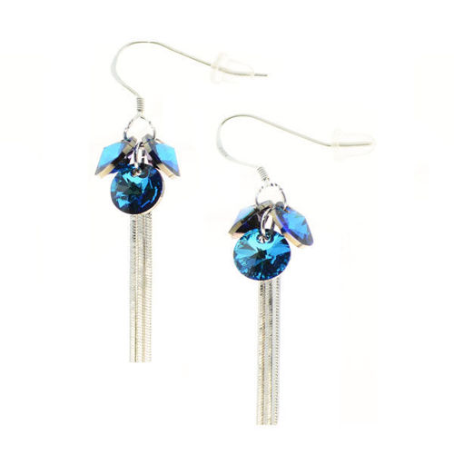 Picture of Crystal Pierced Aurora Borealis Chaining Earrings Crystsl From Swarovski. Crystal Aurore Boreale (207) Color