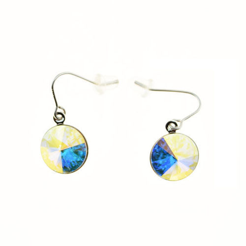 Picture of Crystal Pierced Circle Design Bella Earrings. Crystal Aurore Boreale (001 Ab) Color