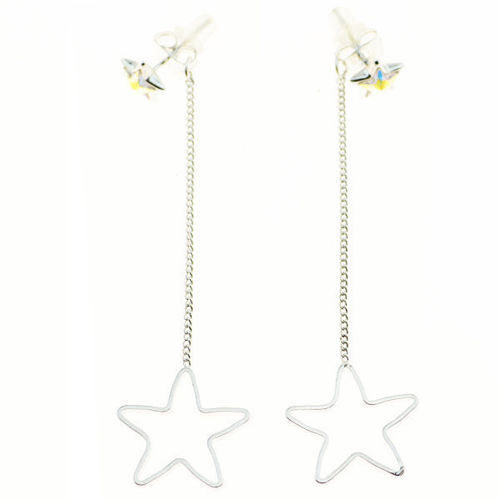 Picture of Crystal Pierced Star Drop Changing Earrings. Crystal  Color