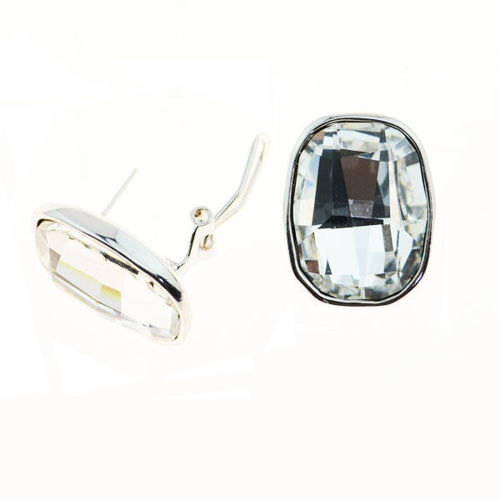 Picture of Crystal Rectangle Pierced Earrings. Crystal  Color