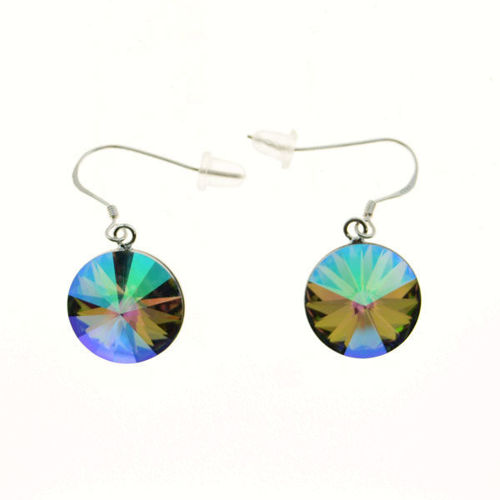 Picture of Crystal Round Shape Earrings. Crystal Vitrail Medium (001 Vm) Color