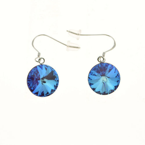 Picture of Crystal Round Shape Earrings. Crystal Volcano (001 Vol) Color