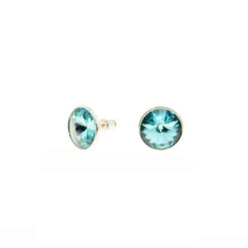 Picture of Crystal Round Shape Earrings. Light Turquoise (263) Color