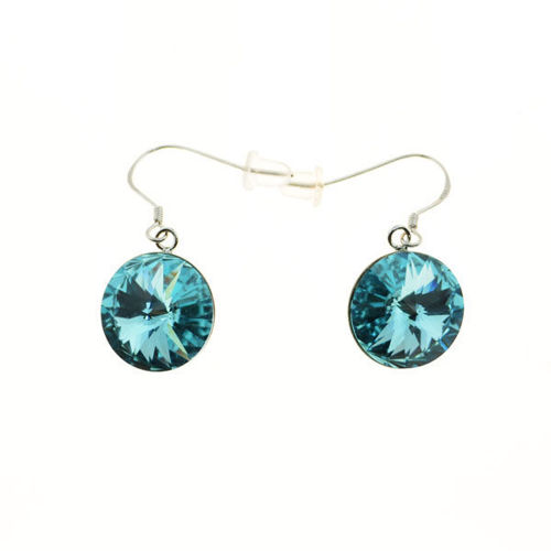 Picture of Crystal Round Shape Earrings. Light Turquoise (263) Color