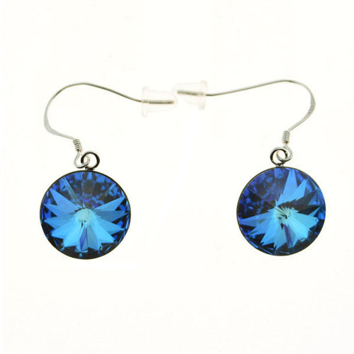 Picture of Crystal Round Shape Earrings. Montana (207) Color