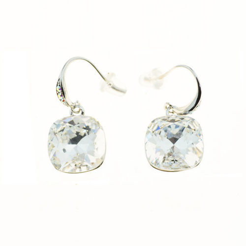 Picture of Crystal Square Dangle Hook Earrings. Crystal  Color