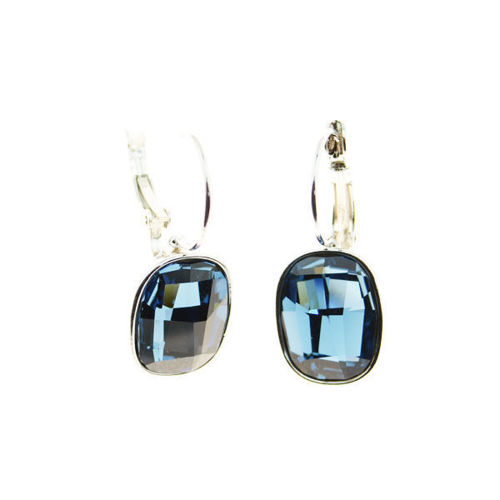 Picture of Crystal Square Shape Leverback Drop Earrings. Montana (207) Color